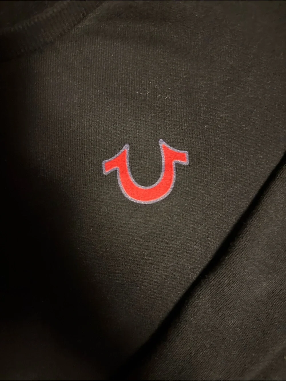 True Religion Black Crewneck Sweater with Red Logo Accent